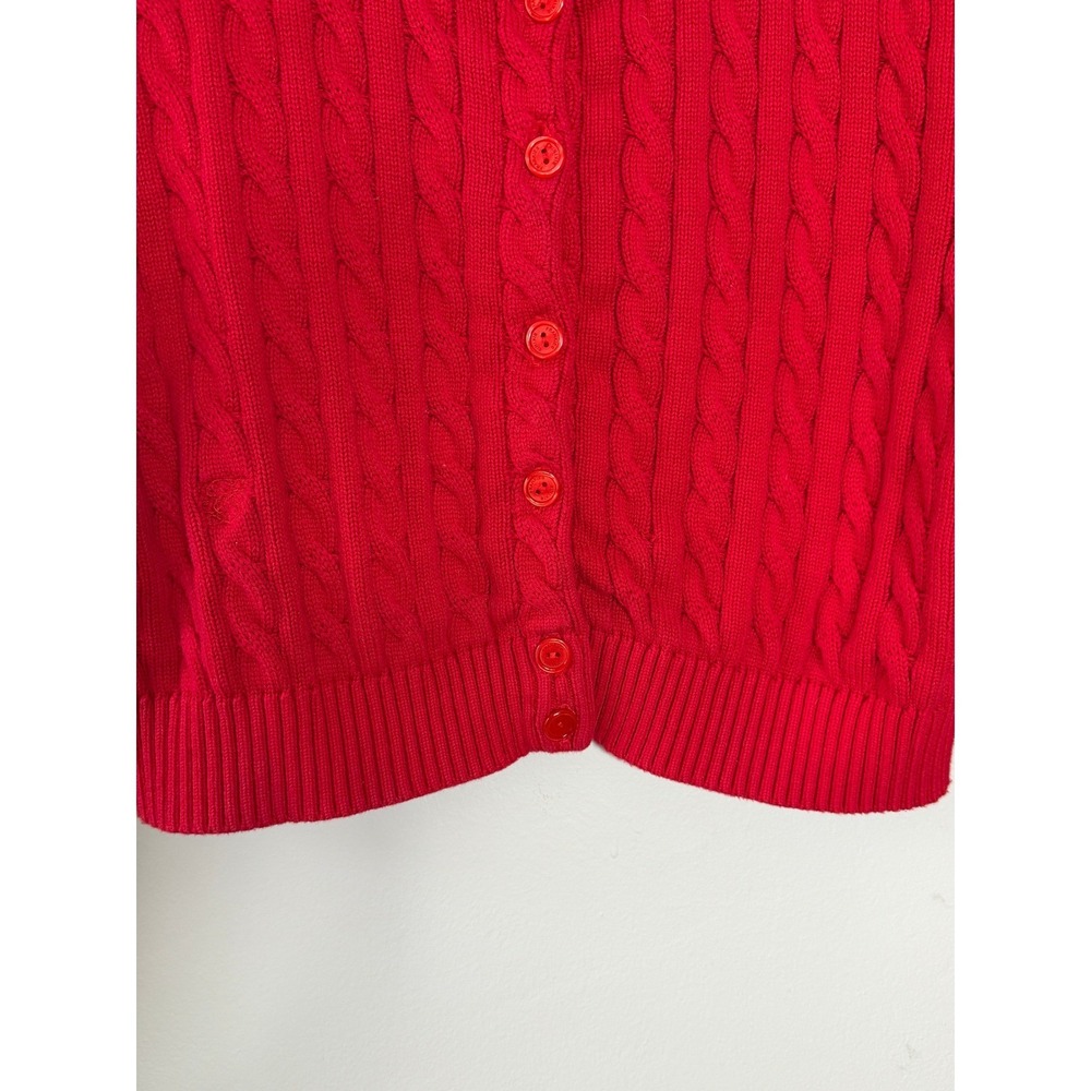 Frankies Bikinis Dudley Cable Knit Sweater Womens M Red Cropped Beach Layering - Picture 5 of 10